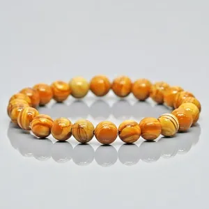 Pulsera Elástica de Cuentas de Jaspe Camello Natural de 8mm, Lisas y Redondas, Grado AA, Joyería Curativa al por Mayor - Product Image 5