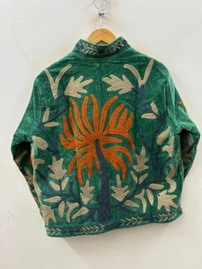 Hand Embroidered Floral Velvet Short Jacket Statement Outerwear Coat Artistic Clothing Unisex Jacket Gift For <b>Wife</b> Bridal Jacket - Product Image 3