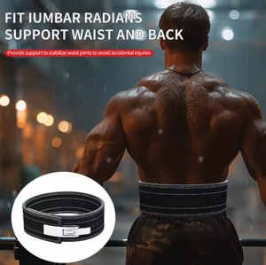 Ceinture de soutien lombaire en cuir noir, fermeture à boucle réglable, pour la musculation, l'entraînement en force, unisexe, respirante, sécurité en fitness - Product Image 3