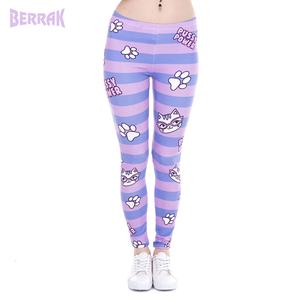 Offres Spéciales Mode Femmes Leggings Chatte Puissance Rayures Roses Impression Chats Fitness Legging Taille Haute Extensible Femme Pantalon - Product Image 1