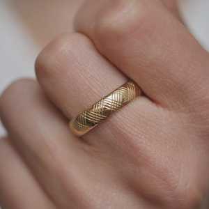 Men's Wide <b>Cross</b> Hatch Wedding Band 5mm Wide Modern Minimalist Luxury Textured Full Eternity <b>Rings</b> Jewelry Custom 14K Solid Gold - Product Image 6