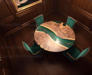 Table de salon en résine écologique artisanale, couleur et taille personnalisées, peinte à la main, forme naturelle - Product Image 3