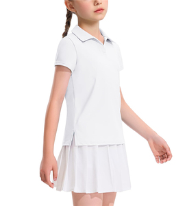 Uniforme scolaire blanc pour filles, 85% nylon, 15% élasthanne, polos, t-shirts, hauts de tennis et de golf à manches courtes pour enfants - Product Image 1