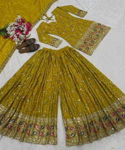 Women Olive Green Silk Embroidered Salwar Kameez Dupatta Traditional Ethnic Wear Regular Fit Wedding Party Outfit (MD-3092) - Product Image 4