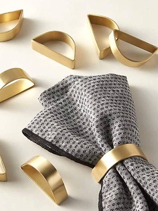 Modern Brass Semi-<b>Circle</b> Napkin <b>Rings</b> 4.5cm Width Durable Wedding Table Decor - Product Image 1
