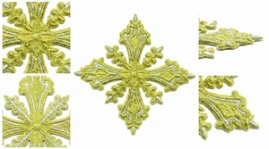 Embroidered Gold <b>Cross</b> <b>Patch</b> Sew-On Badge Classical Style Fabric Applique for Garment - Product Image 2
