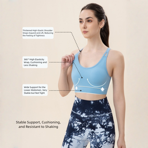 เสื้อชั้นในกีฬาแบบแห้งเร็วพรีเมียม ดีไซน์แบบ Racerback สำหรับวิ่งและออกกำลังกาย ระบายอากาศได้ดี ตกแต่งด้วยผ้าตาข่าย ชุดชั้นในฟิตเนสแบบสั่งทำ - Product Image 4