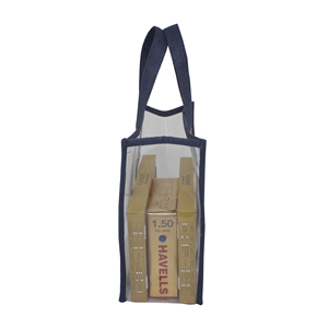 Bolsa de Yute Promocional con Ventana Transparente, Precio al por Mayor, Color Azul Marino, Bolsa de Arpillera con Ventana Transparente - Product Image 3
