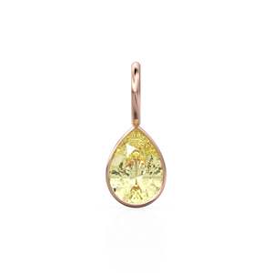 Colgante de Cuarzo Limón de 7mm en Oro Amarillo Sólido de 14k con Engaste para Joyería / Piedra de Nacimiento de Noviembre / Gema Amarilla / Corte Pera - Product Image 5