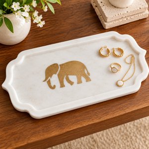 Bandeja de joyería de mármol blanco, bandeja de forma orgánica, bandeja de mármol curvada, bandeja decorativa, organizador de tocador, soporte para collares, bandeja para pendientes - Product Image 2