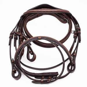Bride de cheval en cuir de luxe sur mesure, style anglais, faite à la main, avec frontale personnalisable en couleur et taille - Cob - Full - Product Image 2