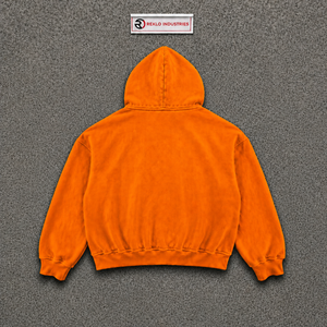 Sudadera con Capucha Oversize Naranja Premium Lavada con Gráfico Vintage, Estilo Urbano, de Algodón French Terry, con Logotipo Estampado y Diseño de Bolsillo Frontal - Product Image 6