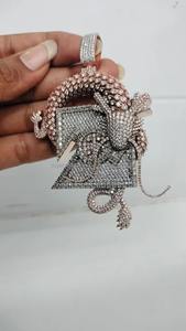 Pendentif Dragon Cartoon Iced Out avec Moissanite Ronde, Style Hip Hop, en Argent 925 Bicolore, Bijoux Fins, Pendentifs et Breloques - Product Image 2