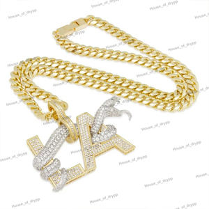 Collar con Colgante de Letra LA en Plata 925 con Piedras de Moissanita Estilo Diamante, Joyería de Lujo Hip Hop - Product Image 3