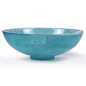 Bol décoratif en résine sur pied, vaisselle en résine alimentaire, bol à fruits en résine pour la maison et l'hôtel, bol à salade en résine texture marbre, piédestal en résine - Product Image 3