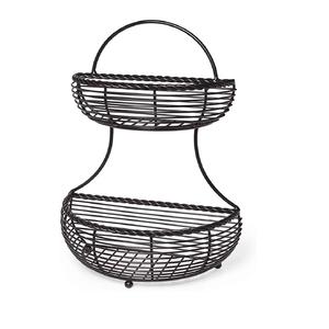 Nouvel Arrivage – Panier de Rangement Rond à 2 Niveaux en Fil Métallique Moderne de Haute Qualité pour Fruits – Prix Abordable, Taille et Forme Personnalisables - Product Image 1