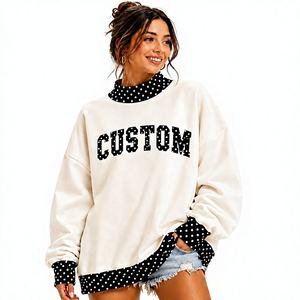 Sudadera Oversize Personalizada para Mujer con Cuello Alto Simulado, de Algodón Afelpado, Hombros Caídos y Dobladillo Acanalado, Estilo Casual, Proveedor de Fábrica - Product Image 1