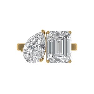 <b>Emerald</b> & Pear Cut Lab Grown Diamond <b>Ring</b> 925 <b>Silver</b> 9kt, 14kt, 18kt Gold Diamond <b>Rings</b> for Women's Engagement <b>Ring</b> - Product Image 4