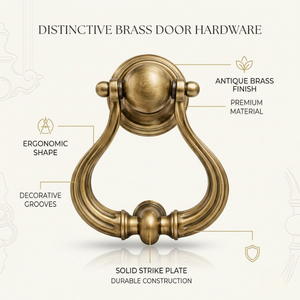 Antique Lyra Brass Door Knocker | Vintage Style Entrance Door Knocker | Heavy Duty Decorative Main Door <b>Hardware</b> for Home - Product Image 5