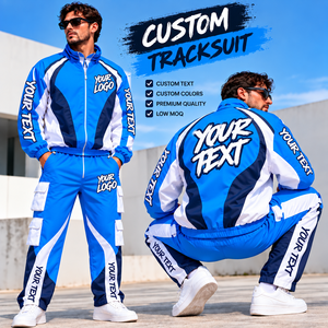 Survêtement homme coupe-vent en nylon personnalisé, fermeture éclair intégrale, imprimé par sublimation, streetwear, avec logo et texte. - Product Image 2