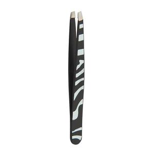 Pinzas de Precisión para Pestañas de Acero Inoxidable con Punta Lisa, Opciones Dentadas/Serradas, Diseño con Patrón de Zebra, 10 mm de Longitud - Product Image 5