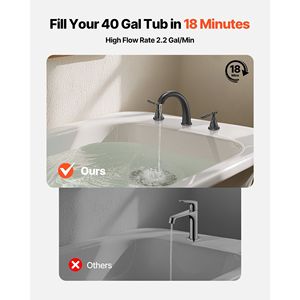 Grifo de bañera romano de 3 orificios con cascada, grifo de cuello de cisne para montaje en cubierta, juego de grifos para bañeras con 2 manijas, grifos romanos para baño y ducha - Product Image 2