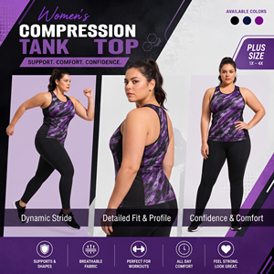 Women Fitness Tank Top Plus Size Muscle Support Compression <b>Singlet</b> Top Custom Printed Sleeveless Yoga Tee Gym Training Tank Top - Product Image 5