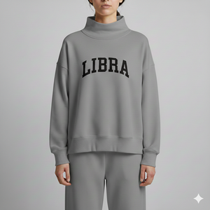 Sweat-shirt à col montant personnalisé avec logo, manches longues, en polyester et coton de poids moyen, coupe oversize décontractée pour femme - Product Image 6