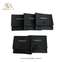 Pochette à bijoux Webest en velours microfibre noir avec fermeture à bouton-pression pour le rangement de bijoux