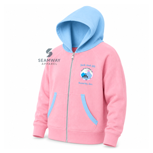 เสื้อฮู้ดซิปสำหรับผู้หญิง Jack And Jill Of America สีแทน แต่งฮู้ดตัดสี ซิปยาว แขนยาว ปักลายตัวอักษรกรีก เสื้อสเวตเชิ้ตลำลอง - Product Image 2