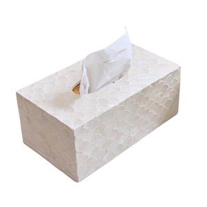 Caja de pañuelos rectangular de alta gama con incrustaciones de nácar y madera hecha a mano para decoración del hogar - Product Image 3