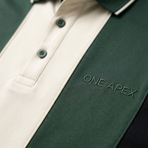 Polo pour homme vert crème à blocs de couleur, logo personnalisé, manches courtes, vêtements de sport pour le golf et le tennis, uniforme - Product Image 4