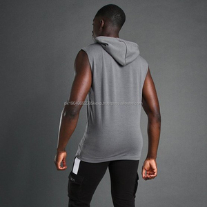 OEM personalizado Jogging Sudadera con cordón fino Sudadera con capucha Logo Fitness deportes hombres gimnasio entrenamiento hombres sin mangas sudaderas con capucha - Product Image 2