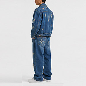 Ensemble de jeans décontractés pour homme en coton 100% premium, brodé, respirant, pour l'hiver, veste et pantalon durables, vêtements de mode streetwear - Product Image 5