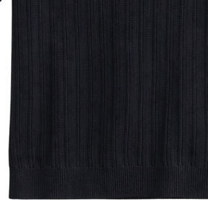 Polo homme noir en maille côtelée verticale, manches courtes, 100 % coton, coupe ajustée, respirant, décontracté, idéal pour l'été, pour la mode OEM et la vente en gros - Product Image 6