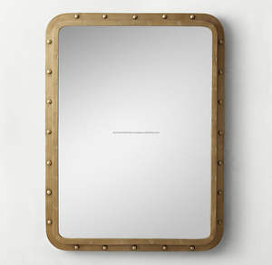 Miroir de salle de bain de luxe plaqué or en forme de rectangle avec plateau de rangement Design unique mural de haute qualité pour la maison - Product Image 6