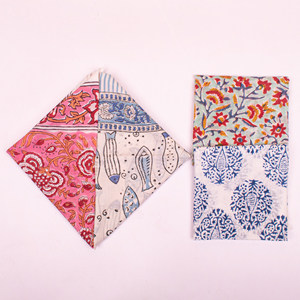 Boho Style Hand Block Printed Cotton Bandanas 55x55cm Aesthetic Floral Square Scarf Premium Artisan Headband & <b>Neck</b> <b>Tie</b> - Product Image 5