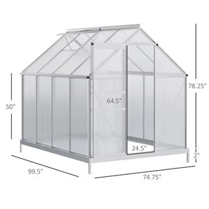 Kit Serra da Giardino in Alluminio 8FT X 6FT, Serra Walk-in in Policarbonato con Tetto Regolabile, Ventilazione Scorrevole e Porta con Grondaia per Giardino/Cortile - Product Image 3