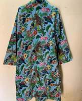 Nouvelle arrivée, robe kimono élégante de haute qualité en velours de coton brodé, col en V, longueur intégrale, motif floral, pour femmes, demoiselle d'honneur