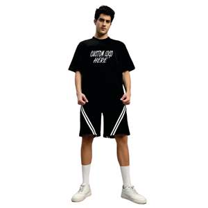 Ensembles de T-shirts et Shorts en Tissu Doux pour Hommes, Style Urbain, Marque Privée, Vente en Gros, Tissu Tricoté, Manches Courtes - Product Image 3