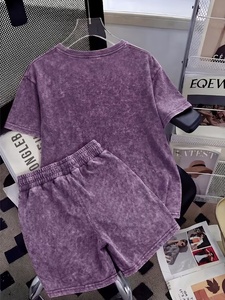 Ensemble décontracté homme t-shirt et short violet effet nuage, coupe décontractée, séchage rapide, léger, tenue assortie pour l'été et l'hiver - Product Image 2