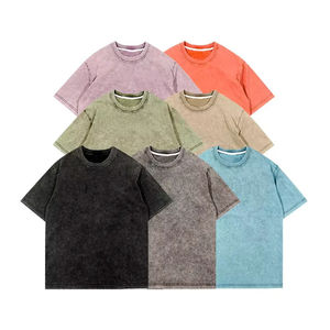 <b>Mens</b> Vintage Acid Wash Dark Charcoal Oversized Short Sleeve Cotton T-<b>Shirt</b> Custom Logo OEM ODM Wholesale Apparel - Product Image 5