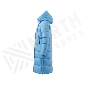 Hooded long Quilted Waterproof <b>Bubble</b> Jacket Black Full Sleeve Winter Windproof Cotton Shell Knitted Fabric Polyester Filling - Product Image 3