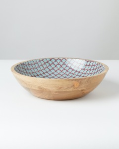 Tazón de ensalada de madera de caucho premium, juego de tazones de madera rústicos tropicales pintados, tazón grande de madera tallada para sopa o palomitas, tazón de madera - Product Image 5