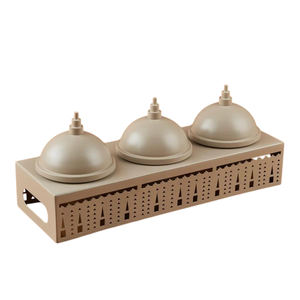 Plateau de service en métal noir avec revêtement en poudre pour aliments et autres articles, avec 3 compartiments blancs. - Product Image 3