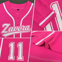 Maillot de baseball rose personnalisé pour femme, uniforme d'équipe sublimé à boutons, nom et numéro personnalisés, vente en gros de maillots de sport USA