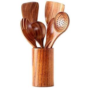 La Mejor Oferta, Juego de Utensilios de Cocina TIMELESS CRAFT, Clásico y Duradero, 6 Espátulas, Resistentes al Calor, Antiadherentes, Hechas de Madera Natural - Product Image 6