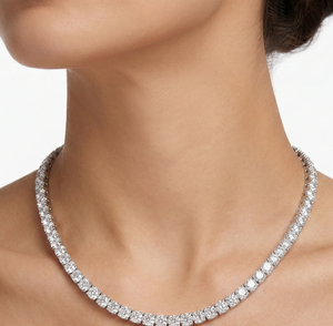 Collier tennis en diamant de laboratoire rond brillant certifié VVS VVS de couleur DEF, en argent sterling 925 et or massif 18 carats, idéal pour les fiançailles - Product Image 4