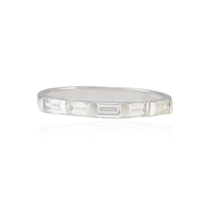 14K Solid Gold Baguette Diamond <b>Stacking</b> Band-IGI Certified Engagement <b>Ring</b> - Product Image 1