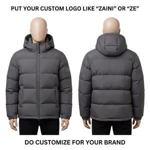 Chaqueta Acolchada con Capucha MPremium de Poliéster Pongee de 165 GSM, Color Gris Oscuro, con Paneles Acolchados, Resistente al Viento e Impermeable, con Patrón de Camuflaje para Hombre - Product Image 1